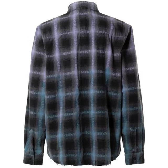 Amiri Ombré Plaid Button-Up Shirt Purple