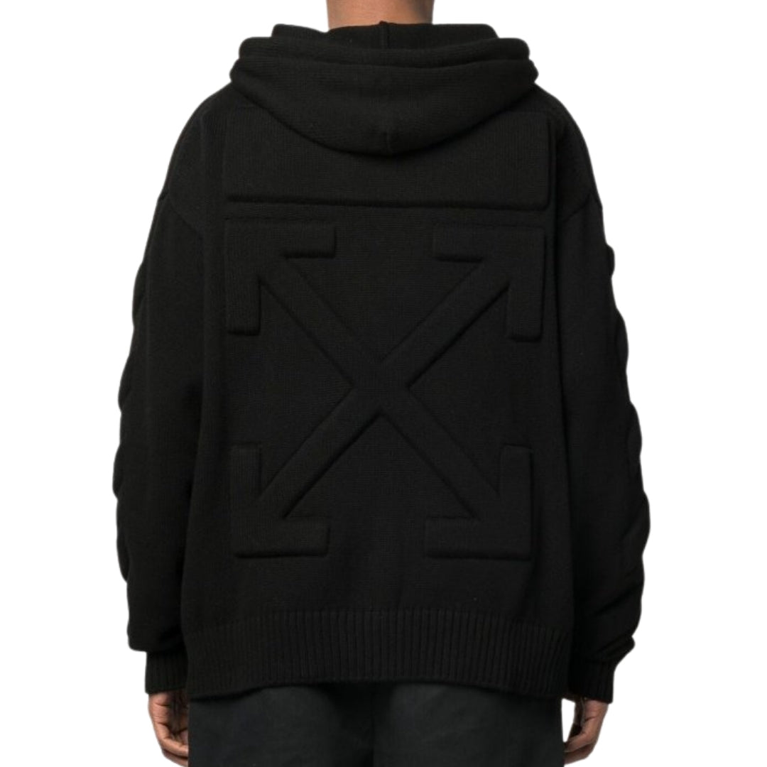Off-White 3D Diag Knit Black Hoodie S